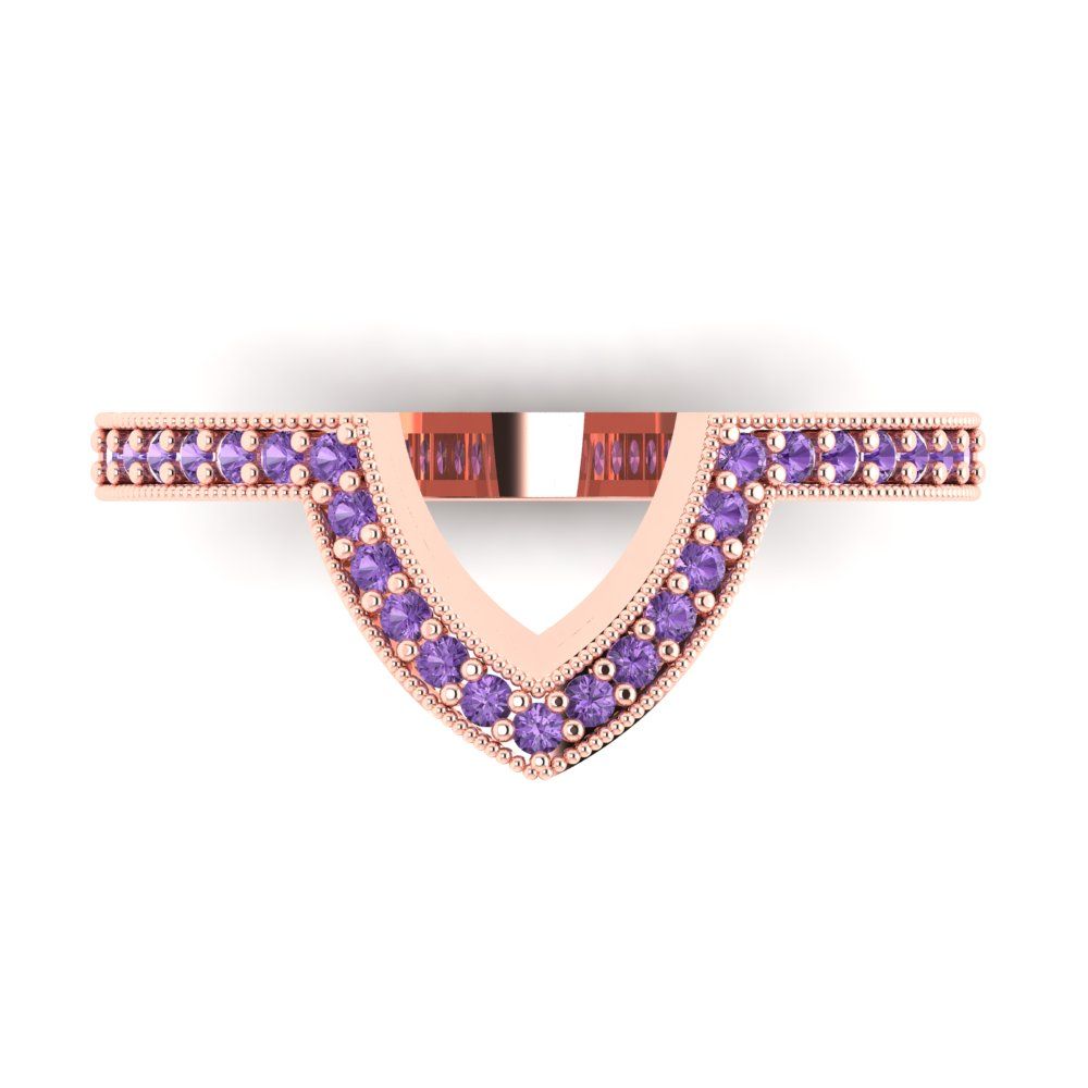 0.1875 cttw Simulated Alexandrite Round Cut Rose Gold Eternity Wedding Band