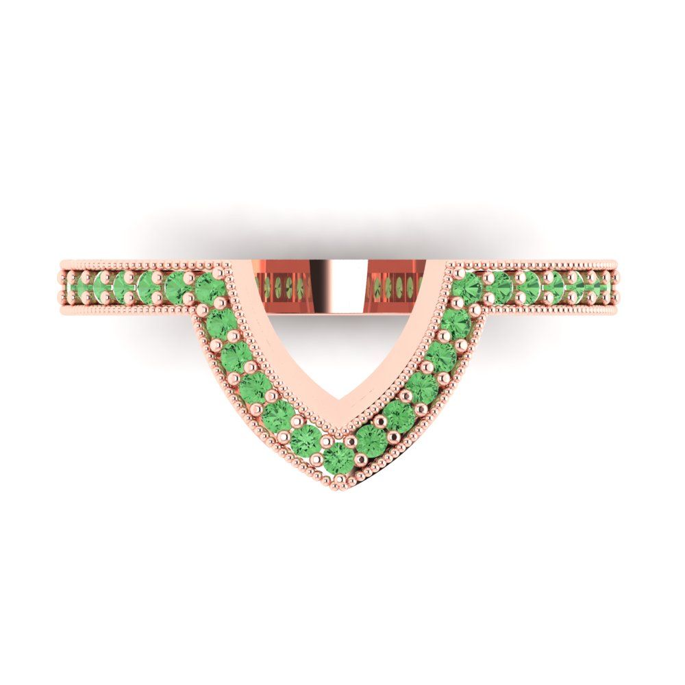 0.1875 cttw Simulated Green Diamond Round Cut Rose Gold Eternity Wedding Band