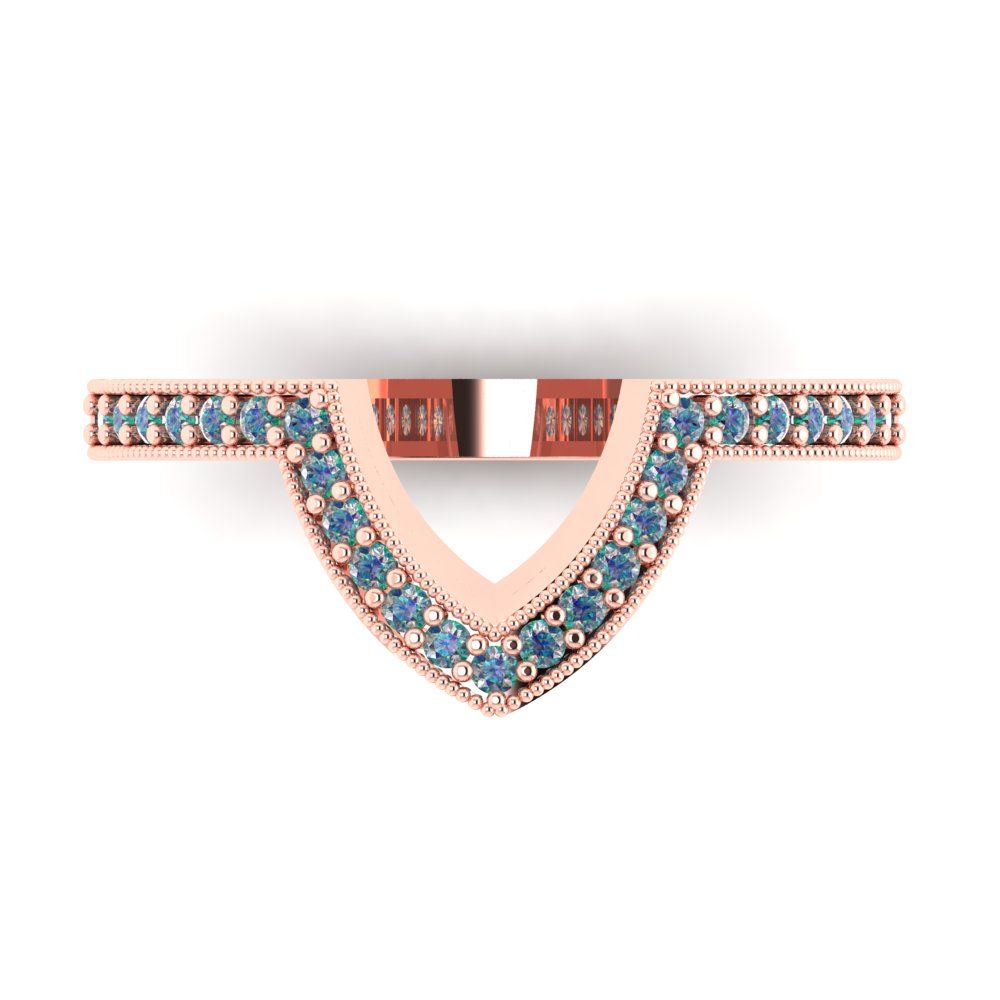 0.1875 cttw Blue Moissanite Round Cut Rose Gold Eternity Wedding Band