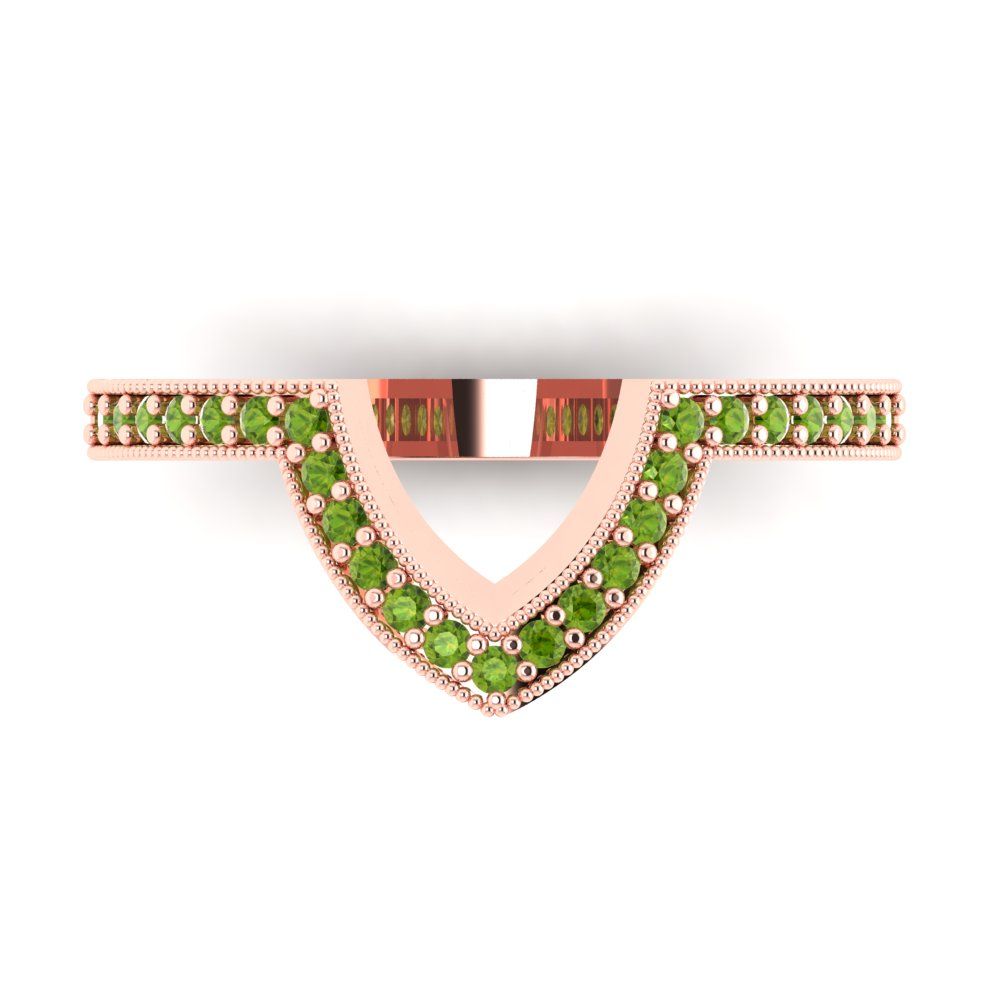 0.1875 cttw Natural Peridot Round Cut Rose Gold Eternity Wedding Band