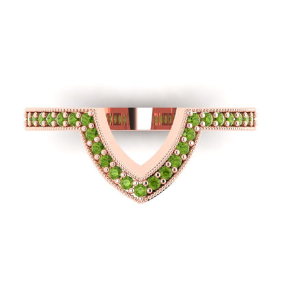 0.1875 cttw Natural Peridot Round Cut Rose Gold Eternity Wedding Band