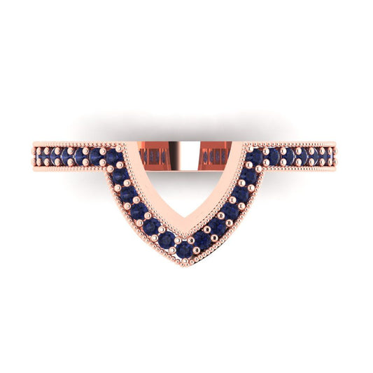 0.1875 cttw Simulated Blue Sapphire Round Cut Rose Gold Eternity Wedding Band