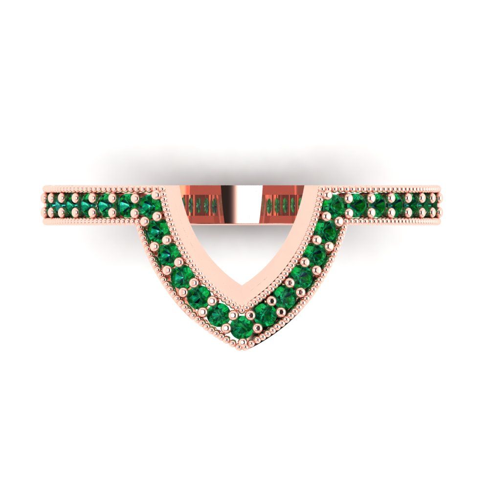 0.1875 cttw Simulated Emerald Round Cut Rose Gold Eternity Wedding Band