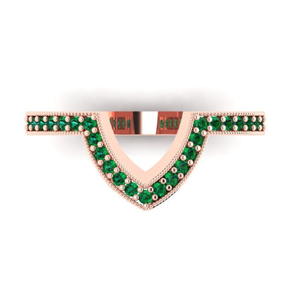 0.1875 cttw Simulated Emerald Round Cut Rose Gold Eternity Wedding Band