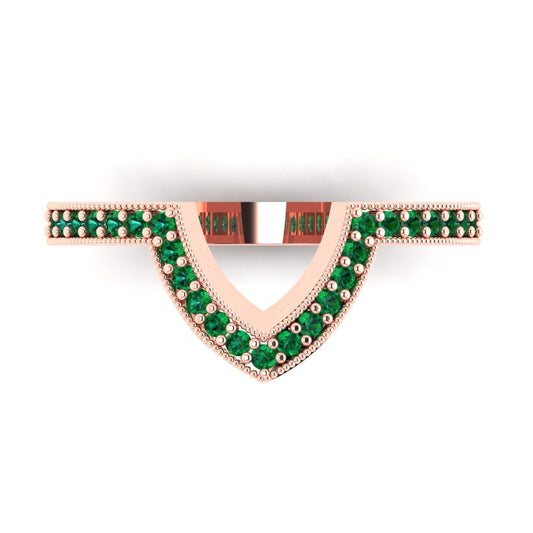 0.1875 cttw Simulated Emerald Round Cut Rose Gold Eternity Wedding Band