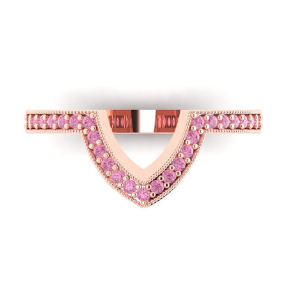 0.1875 cttw Simulated Pink Diamond Round Cut Rose Gold Eternity Wedding Band