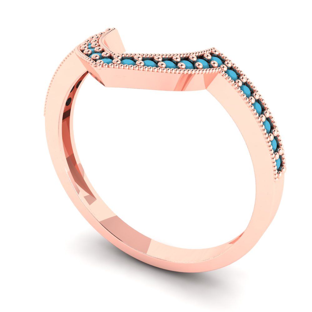 0.1875 cttw Simulated Turquoise Round Cut Rose Gold Eternity Wedding Band