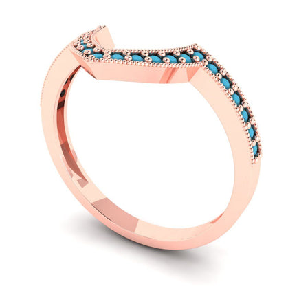0.1875 cttw Simulated Turquoise Round Cut Rose Gold Eternity Wedding Band