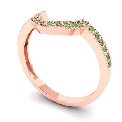 0.1875 cttw Simulated Green Diamond Round Cut Rose Gold Eternity Wedding Band