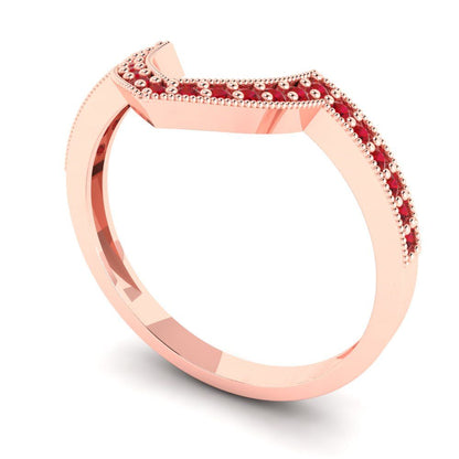 0.1875 cttw Simulated Pink Tourmaline Round Cut Rose Gold Eternity Wedding Band