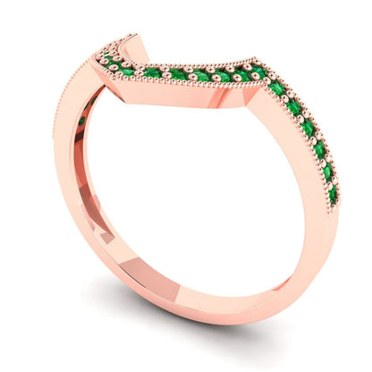 0.1875 cttw Simulated Emerald Round Cut Rose Gold Eternity Wedding Band