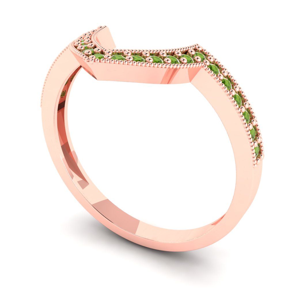 0.1875 cttw Natural Peridot Round Cut Rose Gold Eternity Wedding Band