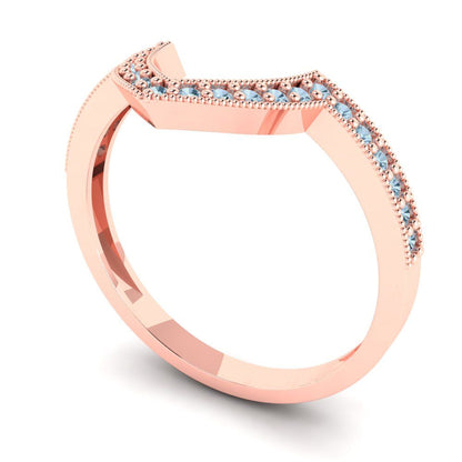 0.1875 cttw Simulated Blue Diamond Round Cut Rose Gold Eternity Wedding Band