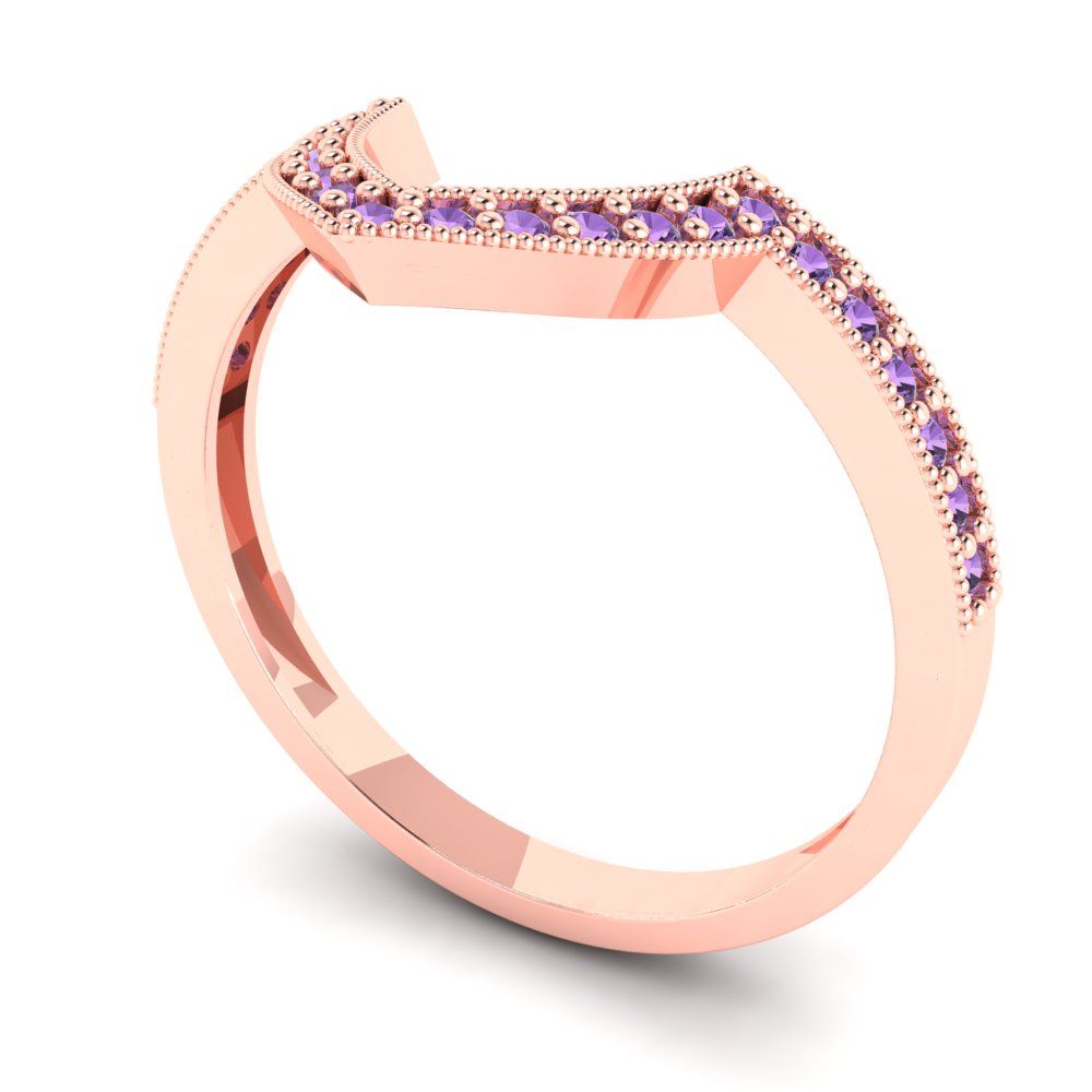 0.1875 cttw Simulated Alexandrite Round Cut Rose Gold Eternity Wedding Band