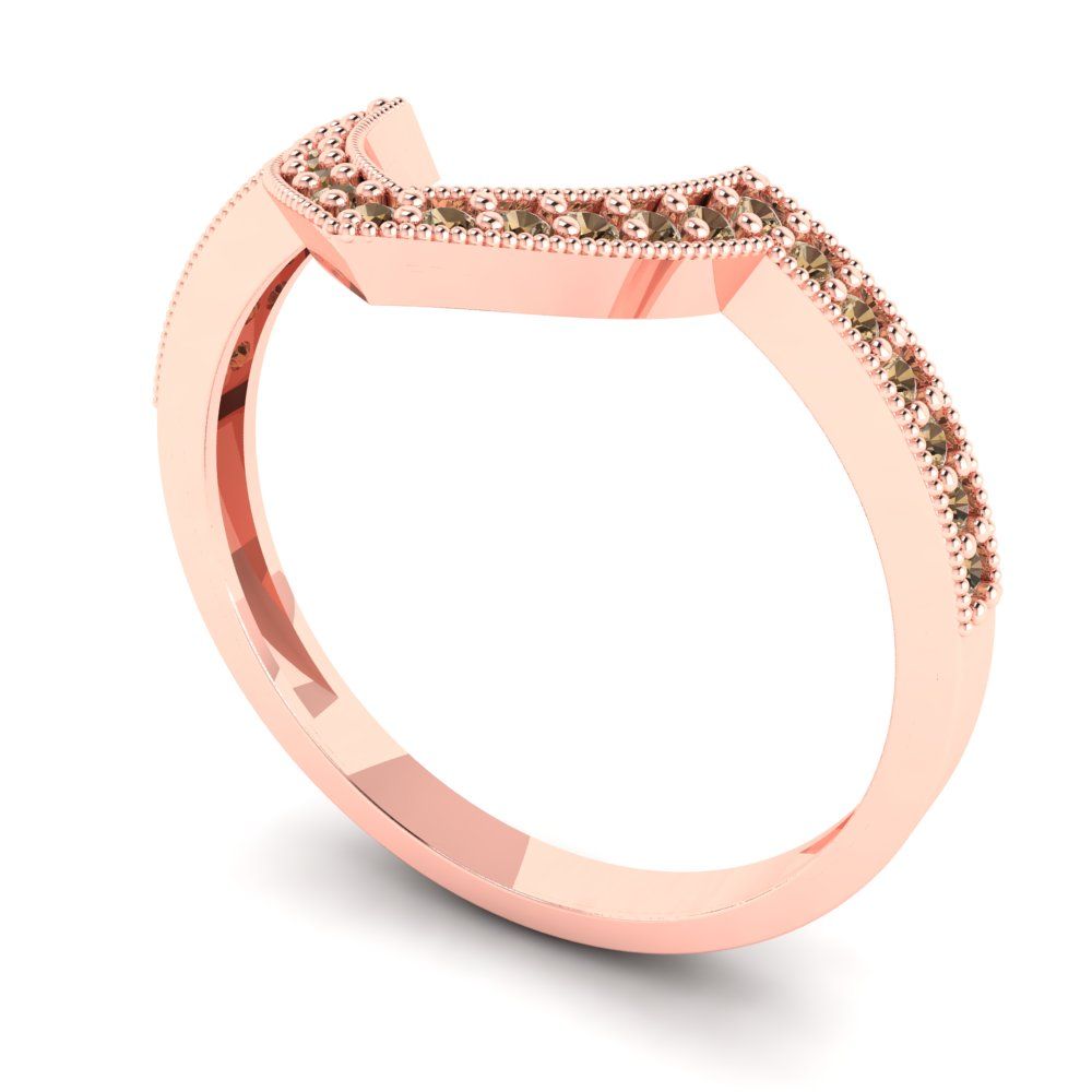0.1875 cttw Simulated Champagne Diamond Round Cut Rose Gold Eternity Wedding Band