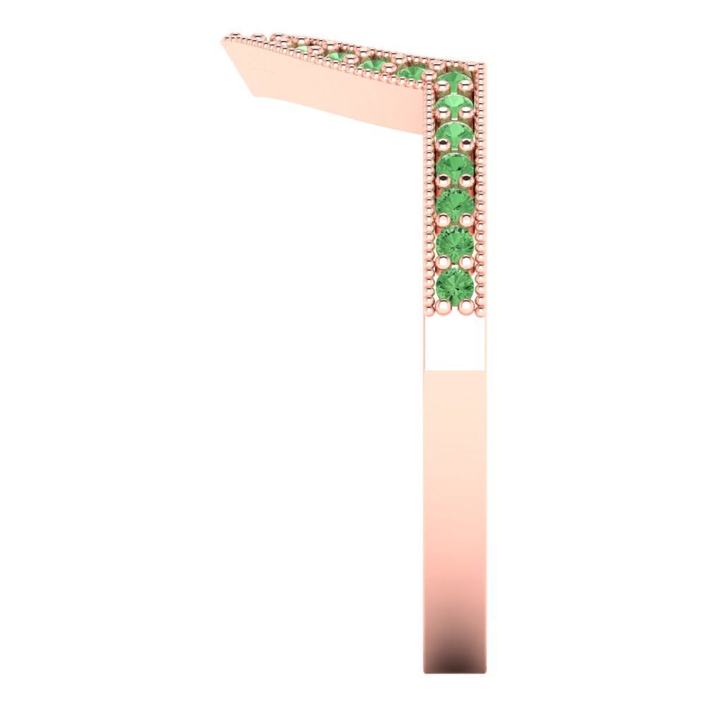 0.1875 cttw Simulated Green Diamond Round Cut Rose Gold Eternity Wedding Band