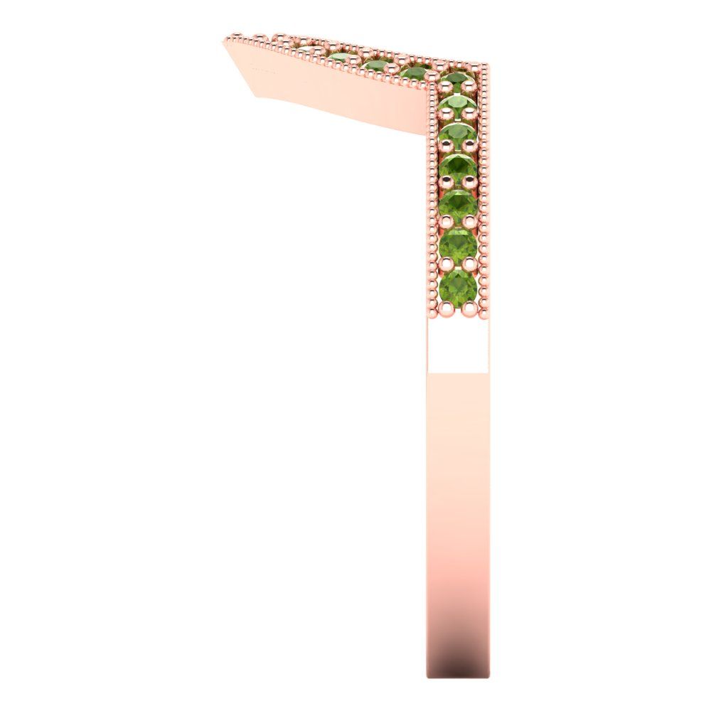 0.1875 cttw Natural Peridot Round Cut Rose Gold Eternity Wedding Band