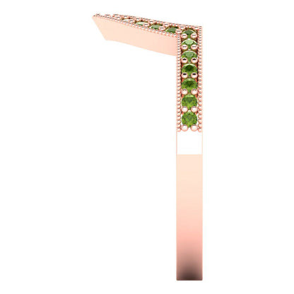 0.1875 cttw Natural Peridot Round Cut Rose Gold Eternity Wedding Band