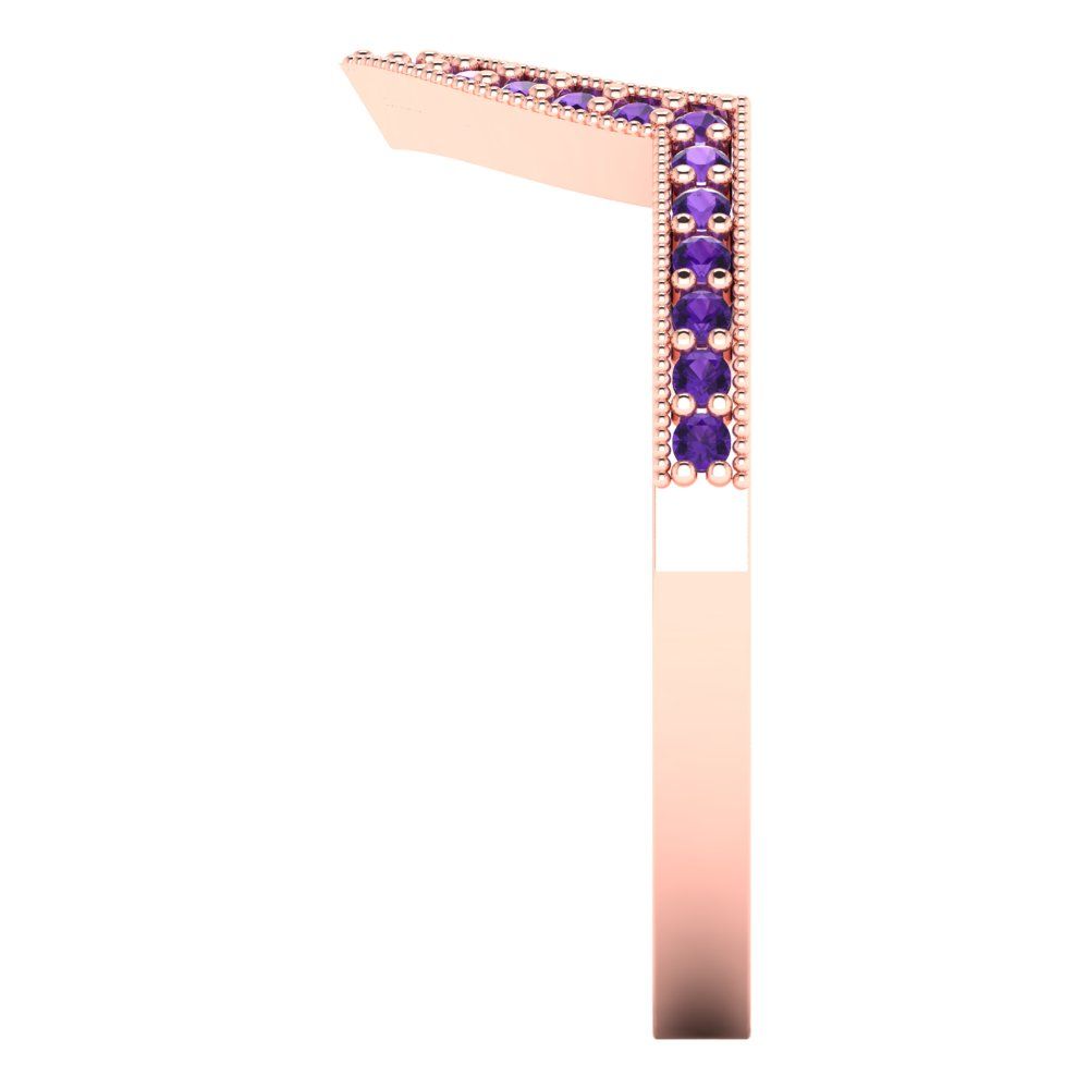 0.1875 cttw Natural Amethyst Round Cut Rose Gold Eternity Wedding Band