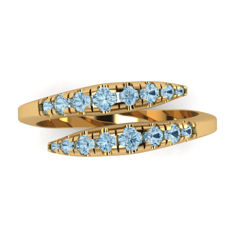 0.235 cttw Natural Sky Blue Topaz Round Cut Yellow Gold Eternity Wedding Band