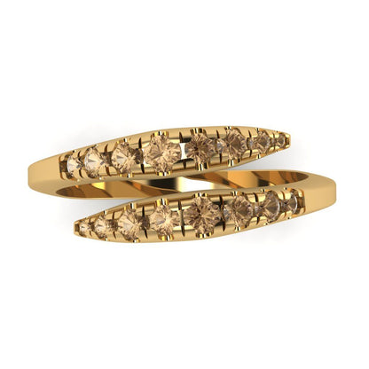 0.235 cttw Simulated Champagne Diamond Round Cut Yellow Gold Eternity Wedding Band