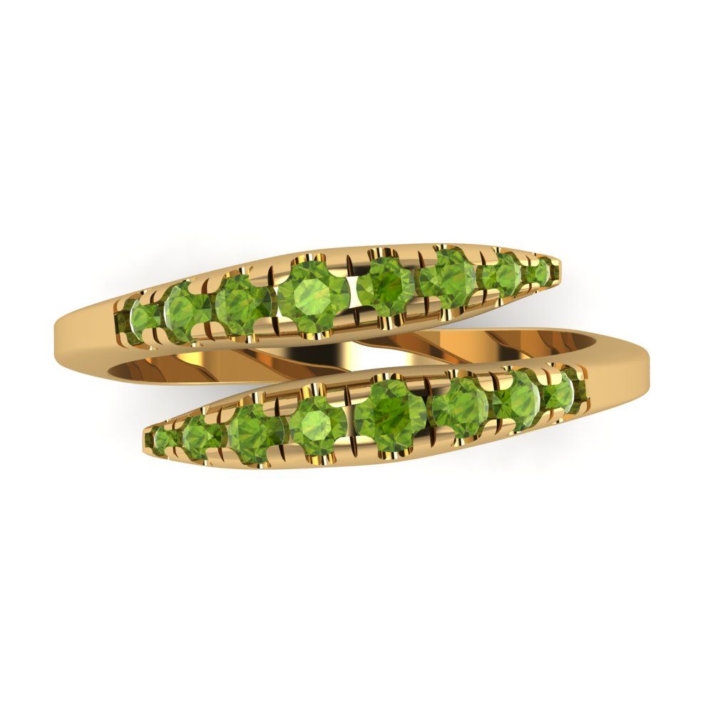0.235 cttw Natural Peridot Round Cut Yellow Gold Eternity Wedding Band