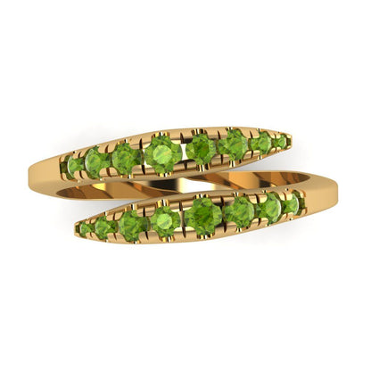 0.235 cttw Natural Peridot Round Cut Yellow Gold Eternity Wedding Band