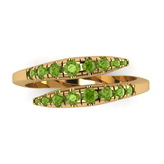 0.235 cttw Natural Peridot Round Cut Yellow Gold Eternity Wedding Band