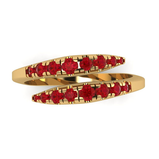 0.235 cttw Simulated Ruby Round Cut Yellow Gold Eternity Wedding Band