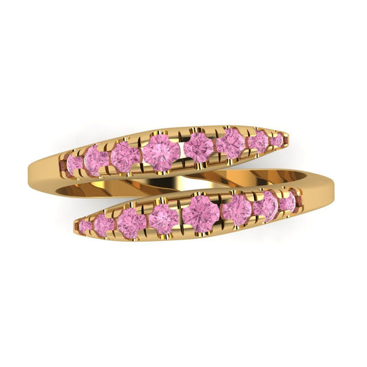 0.235 cttw Simulated Pink Diamond Round Cut Yellow Gold Eternity Wedding Band