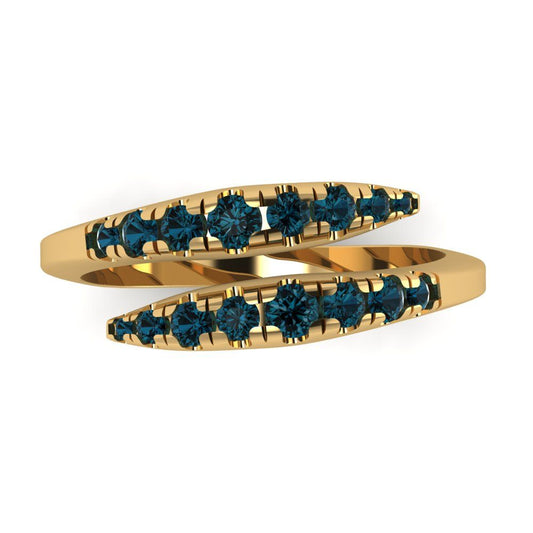 0.235 cttw Natural London Blue Topaz Round Cut Yellow Gold Eternity Wedding Band