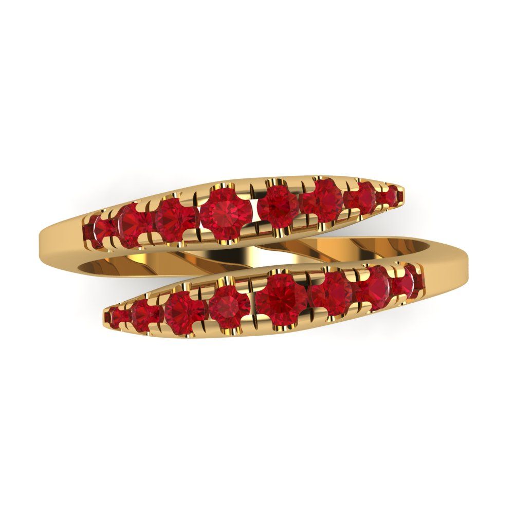 0.235 cttw Simulated Pink Tourmaline Round Cut Yellow Gold Eternity Wedding Band