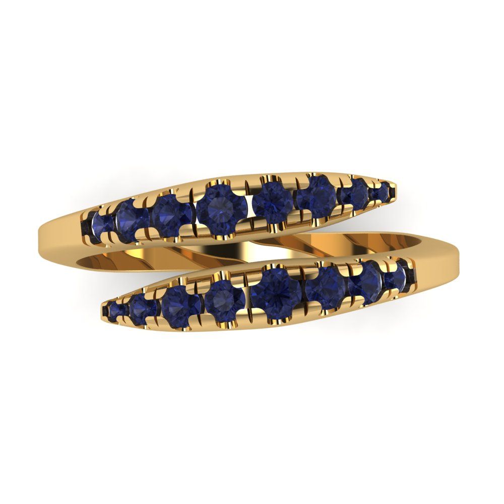0.235 cttw Simulated Blue Sapphire Round Cut Yellow Gold Eternity Wedding Band
