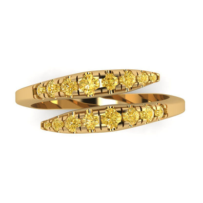 0.235 cttw Natural Citrine Round Cut Yellow Gold Eternity Wedding Band