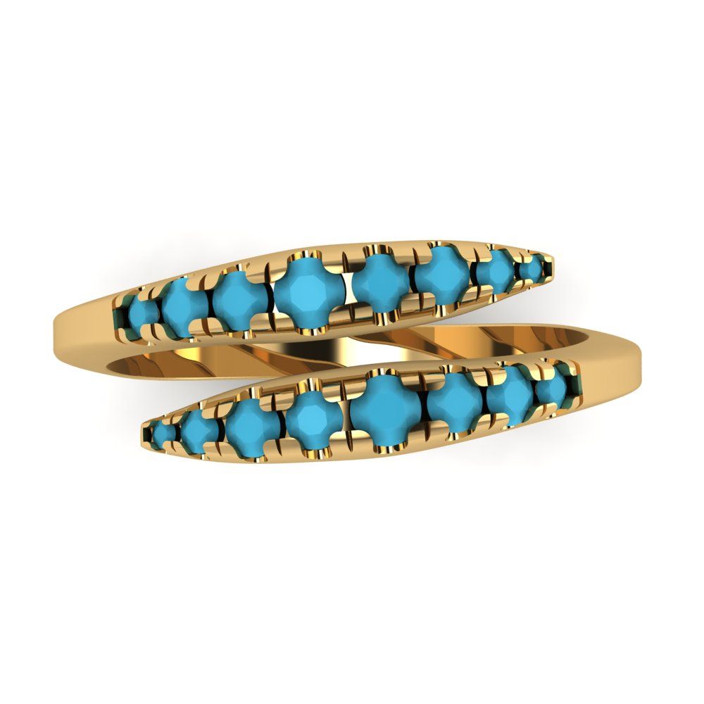 0.235 cttw Simulated Turquoise Round Cut Yellow Gold Eternity Wedding Band