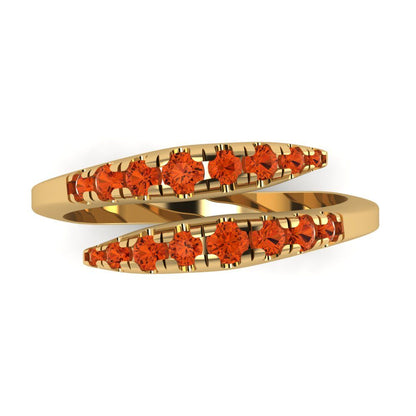 0.235 cttw Simulated Red Diamond Round Cut Yellow Gold Eternity Wedding Band