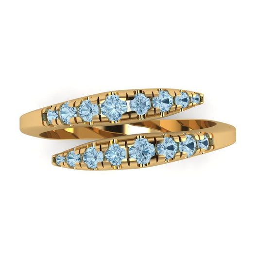 0.235 cttw Natural Swiss Blue Topaz Round Cut Yellow Gold Eternity Wedding Band