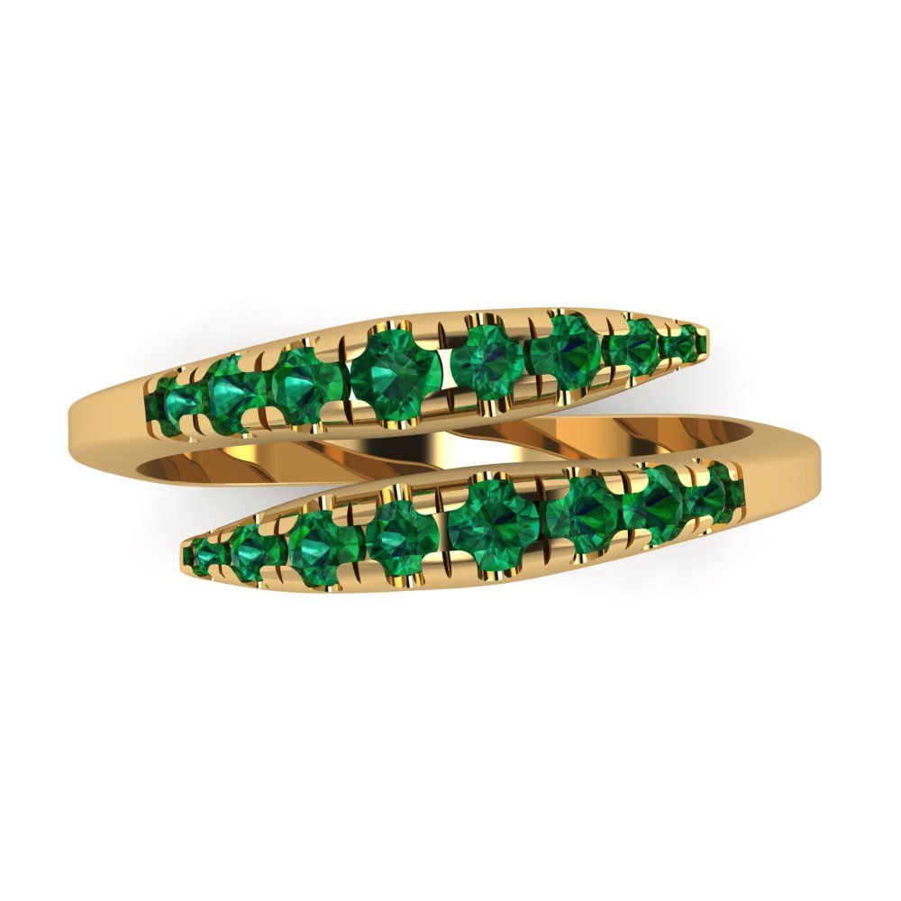 0.235 cttw Simulated Emerald Round Cut Yellow Gold Eternity Wedding Band