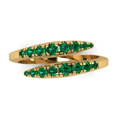 0.235 cttw Simulated Emerald Round Cut Yellow Gold Eternity Wedding Band