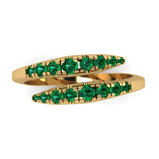 0.235 cttw Simulated Emerald Round Cut Yellow Gold Eternity Wedding Band