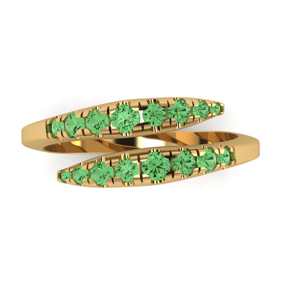 0.235 cttw Simulated Green Diamond Round Cut Yellow Gold Eternity Wedding Band