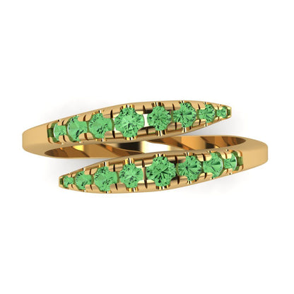 0.235 cttw Simulated Green Diamond Round Cut Yellow Gold Eternity Wedding Band