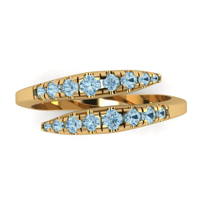 0.235 cttw Natural Aquamarine Round Cut Yellow Gold Eternity Wedding Band