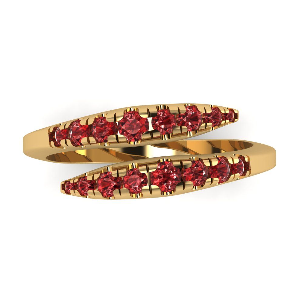 0.235 cttw Natural Garnet Round Cut Yellow Gold Eternity Wedding Band