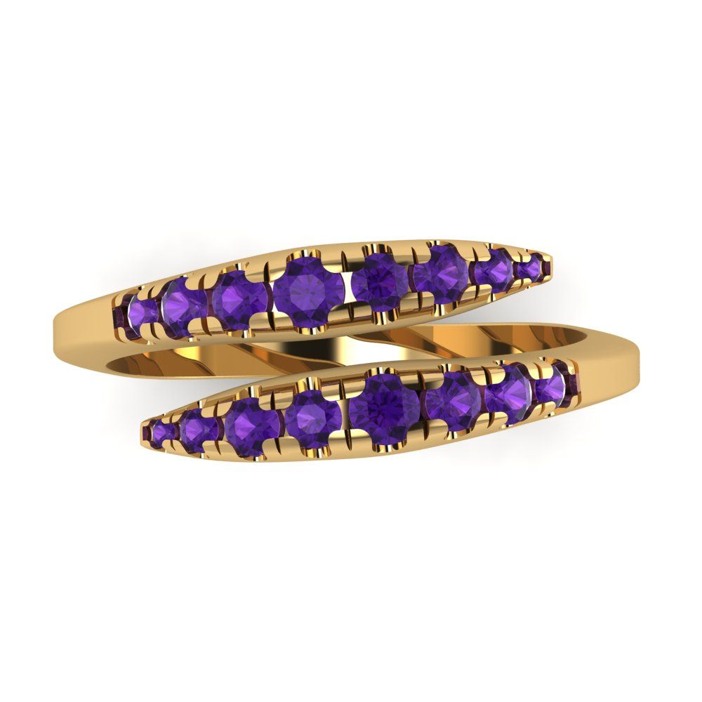 0.235 cttw Natural Amethyst Round Cut Yellow Gold Eternity Wedding Band