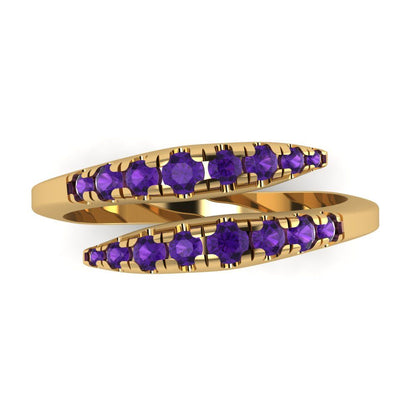 0.235 cttw Natural Amethyst Round Cut Yellow Gold Eternity Wedding Band