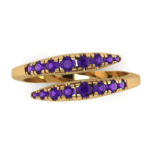 0.235 cttw Natural Amethyst Round Cut Yellow Gold Eternity Wedding Band