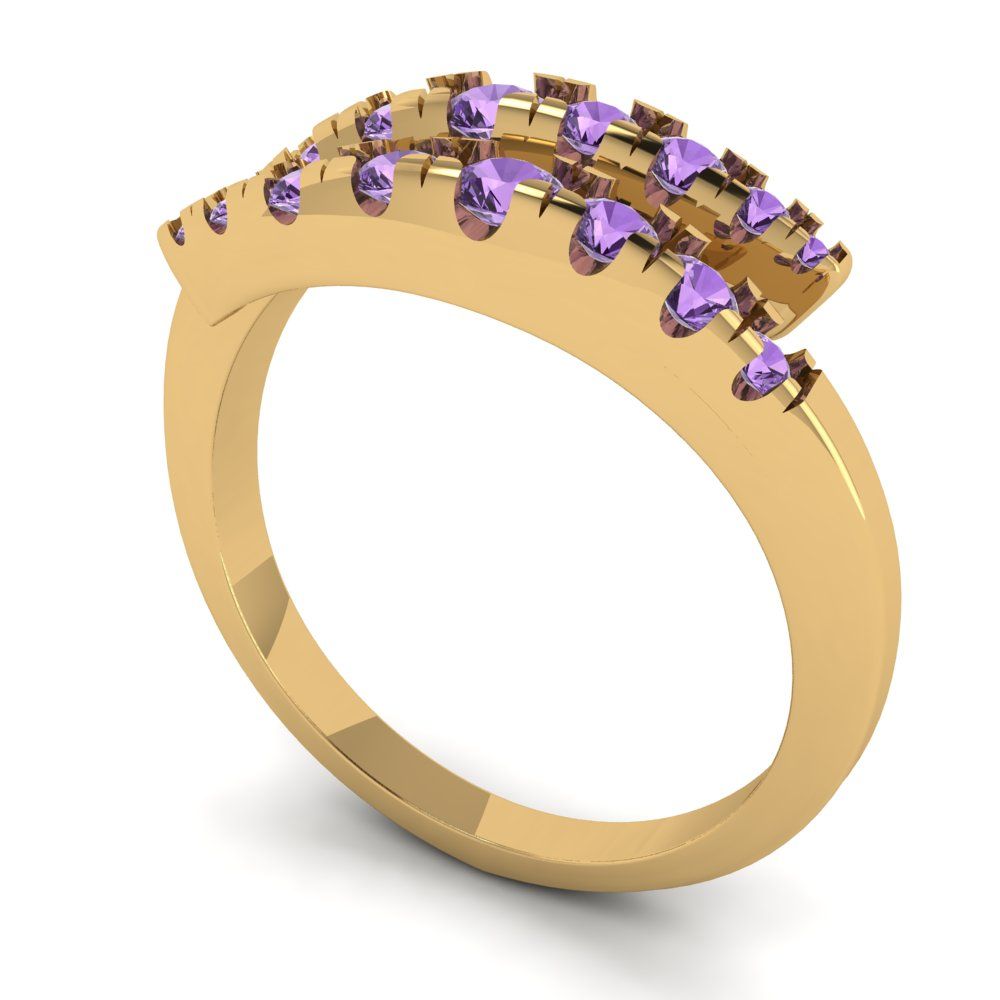 0.235 cttw Simulated Alexandrite Round Cut Yellow Gold Eternity Wedding Band