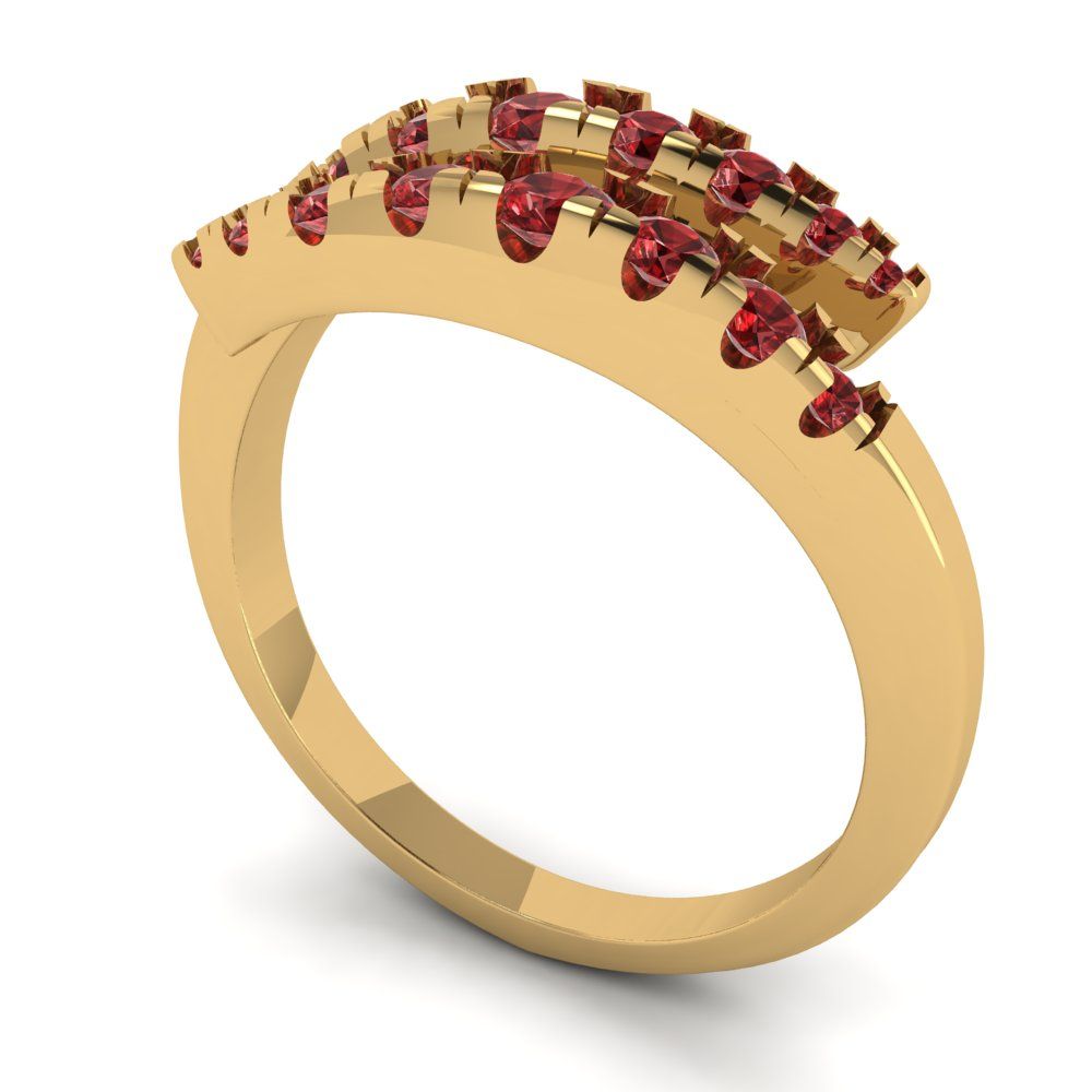 0.235 cttw Natural Garnet Round Cut Yellow Gold Eternity Wedding Band
