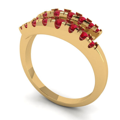 0.235 cttw Simulated Ruby Round Cut Yellow Gold Eternity Wedding Band